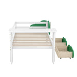 ZUN Twin Size Daybed with Desk, Green Leaf Shape Drawers and Shelves, White WF303126AAK