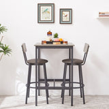 ZUN Bar Table Set with 2 Bar stools PU Soft seat with backrest, Grey, 23.62'' W x 23.62'' D x 35.43'' H W1162104644