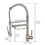 ZUN Kitchen Faucet with Pull Down Sprayer Brushed Nickel Stainless Steel Single Handle Kitchen Sink W1932P156130