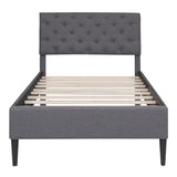 ZUN Upholstered Linen Platform Bed, Twin Size, Gray WF302188AAE