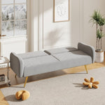 ZUN 70.47" Gray Fabric Double Sofa with Split Backrest and Two Throw Pillows W1658124692