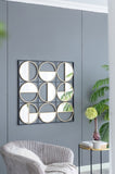 ZUN 35.6" in Eclectic Styling Metal Beaded Black Wall Mirror with Contemporary Design for W2078124371