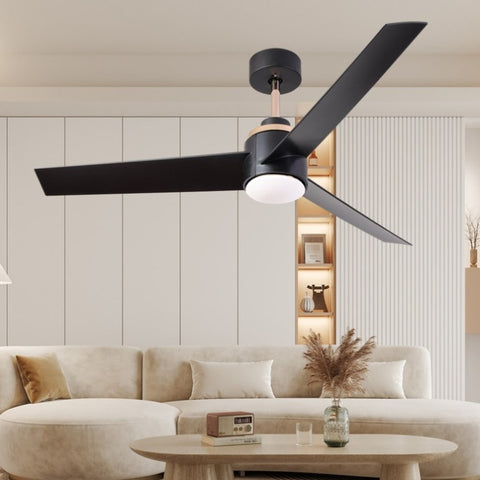 ZUN 52 Inch Ceiling Fans with Lights Flush Mount, Modern Ceiling Fan with Light and Remote Control - 3 W1187118699