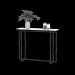 ZUN Console Table single layer tempered glass rectangular porch table black leg double tempered glass W24181018