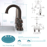 ZUN Oil Rubbed Bronze Bathroom Faucet with 2-Handle and 360 Degree Rotating Spout, Crescent Moon Style 81054067