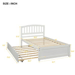 ZUN Twin size Platform Bed Wood Bed Frame with Trundle, White WF194302AAK