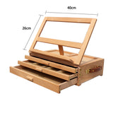 ZUN XHH-3 Portable 3 Layers Drawer 4 Adjustable Gears Beech Tabletop Easel Burlywood 15670261