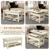 ZUN ON-TREND Lift Top Coffee Table, Multi-Functional Coffee Table with Open Shelves, WF314404AAK