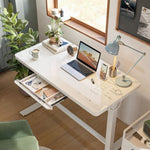 ZUN Glass tabletop standing desk
White W141164002