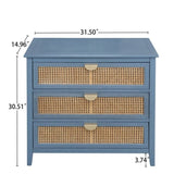 ZUN 3 Drawer Cabinet,Natural rattan,American Furniture,Suitable for bedroom, living room, study W688121899