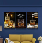 ZUN 3 Panels Framed Canvas Whiskey Wall Art Decor,3 Pieces Mordern Canvas Painting Decoration Painting W2060P146595