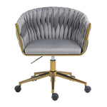 ZUN Modern design the backrest is hand-woven Office chair,Vanity chairs with wheels,Height W2215P147915
