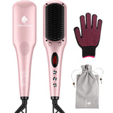 ZUN MiroPure 2 in 1 Ionic Hair Straightener Brush with Heat Resistant Glove, 30 Seconds Fast Heating, 33799443