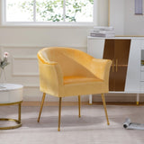 ZUN Velvet Accent Chair with Wood Frame, Modern Armchair Club Leisure Chair with Gold Metal Legs, Single W68058563