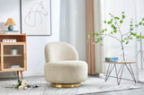 ZUN Wool Fabric Accent Armchair Barrel Chair With Gold Metal Ring,Cream BC-430 W1727103857