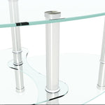 ZUN Transparent Oval glass coffee, modern with stainless steel leg, tea 3-layer glass 63173772