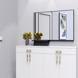 ZUN Modern Bathroom Mirror With Storage Shelf Rectangular Black Wall Mirrors for Bathroom Living Room W70881399