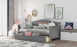 ZUN Twin Wooden Daybed with 2 drawers, Sofa Bed for Bedroom Living Room,No Box Spring Needed,Gray WF192860AAE