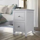 ZUN 2 Drawers Solid Wood Nightstand End Table in White WF283148AAK