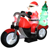 ZUN 6ft 18W 7 LED Lights Santa Claus Rides Motorcycle Garden Santa Claus Decoration 34343465