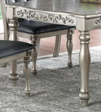 ZUN Formal 1pc Dining Table Only Silver / Grey Finish Antique Design Rubberwood Dining Room Furniture B011138663