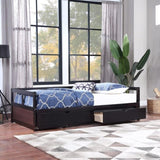 ZUN Wooden Daybed with Trundle Bed and Two Storage Drawers , Extendable Bed Daybed,Sofa Bed for Bedroom WF194973AAP