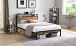 ZUN King Size Metal Platform Bed Frame with Wooden Headboard and Footboard with USB LINER, No Box Spring W311119789