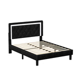 ZUN Queen Size Platform Bed with Upholstered Headboard and Slat Support, Heavy Duty Mattress Foundation, W2276139471