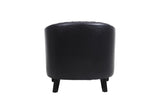 ZUN COOLMORE accent Barrel chair living room chair with nailheads and solid wood legs Black pu leather W39521226
