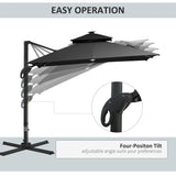 ZUN 10FT Cantilever Patio Umbrella with Solar LED Lights, Double Top Square Outdoor Offset Umbrella with W2225142548