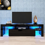 ZUN Modern Black TV Stand, 20 Colors LED TV Stand w/Remote Control Lights W33131067
