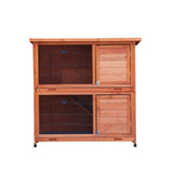 ZUN Rabbit Hutch Outdoor, 2-Story Rabbit Cage Indoor with Run, Bunny Cage with 2 Removable No-Leak W219106475