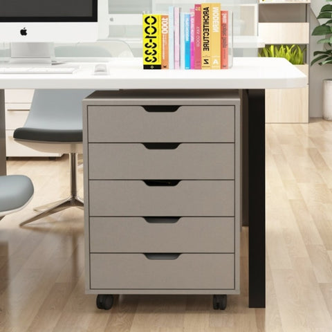 ZUN The filing cabinet has five drawers, a small rolling filing cabinet, a printer rack, an office W67943149