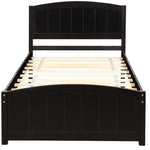 ZUN Wood Platform Bed with Headboard,Footboard and Wood Slat Support, Espresso WF190781AAP
