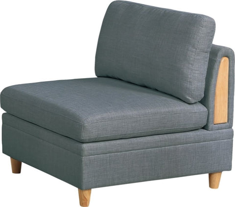 ZUN Living Room Furniture Armless Chair Steel Color Dorris Fabric 1pc Cushion Armless Chair Wooden Deco B01147402