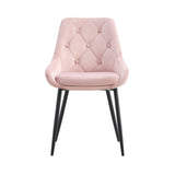 ZUN Modern Pink Velvet Dining Chairs , Fabric Accent Upholstered Chairs Side Chair with Black Legs for W21068147