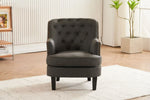 ZUN Dark Gray Natural Fabric Button Tufted Club Chair with Ottoman,Living room Chair and Stool W162890421