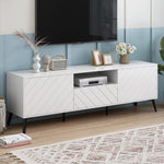 ZUN U-Can Modern TV Stand for 70 inch TV, Entertainment Center with Adjustable Shelves, 1 Drawer and WF306723AAK