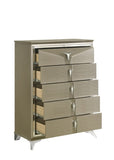 ZUN Samantha Modern Style 5-Drawer Chest Made with Wood & Mirrored Drawer Handles B009130149