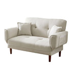 ZUN RELAX LOUNGE SOFA BED SLEEPER WITH 2 PILLOWS BEIGE FABRIC W22318332
