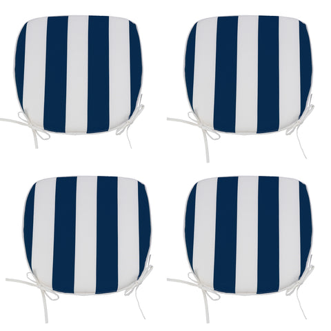ZUN 4 PCS Set Outdoor Chair Cushions Seat Cushions with Straps, Patio Chair Pads（Blue / White Color） 48114617