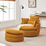 ZUN 38"W Oversized Swivel Chair with moon storage ottoman for Living Room, Modern Accent Round Loveseat W834P150055