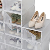 ZUN Shoe Storage Boxes 18 Pack Clear Plastic Stackable - White 71099697