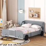 ZUN Full Size Car-Shaped Platform Bed with Wheels,Gray WF311753AAE