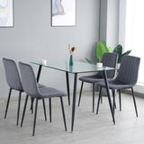 ZUN Indoor Velvet Dining Chair, Modern Dining Kitchen Chair with Cushion Seat Back Black Coated Metal W210125540