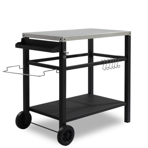 ZUN Stainless Steel Flattop Grill Cart, Movable BBQ Trolley Food Prep Cart, Multifunctional Worktable 87068651
