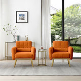 ZUN Accent Chair Modern Teddy Comfy Chair with Golden Metal Legs Lounge Chair Living Room Bedroom W714111942