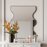 ZUN Wall Mirror 30x35 Inch Black Rectangular Mirror with 2 Wavy Sides Metal Framed Mirror Vanity Mirror W1435133318
