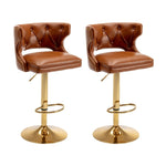 ZUN Bar Stools With Back and Footrest Counter Height Dining Chairs -Leather Brown-2PCS/SET W67663273