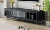 ZUN U-Can Modern TV Stand for 70+ Inch TV, Entertainment Center TV Media Console Table, with 3 Shelves WF314645AAB